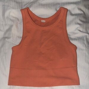 Women's Sleeveless Ribbed Crop Tank Top - Coral Orange